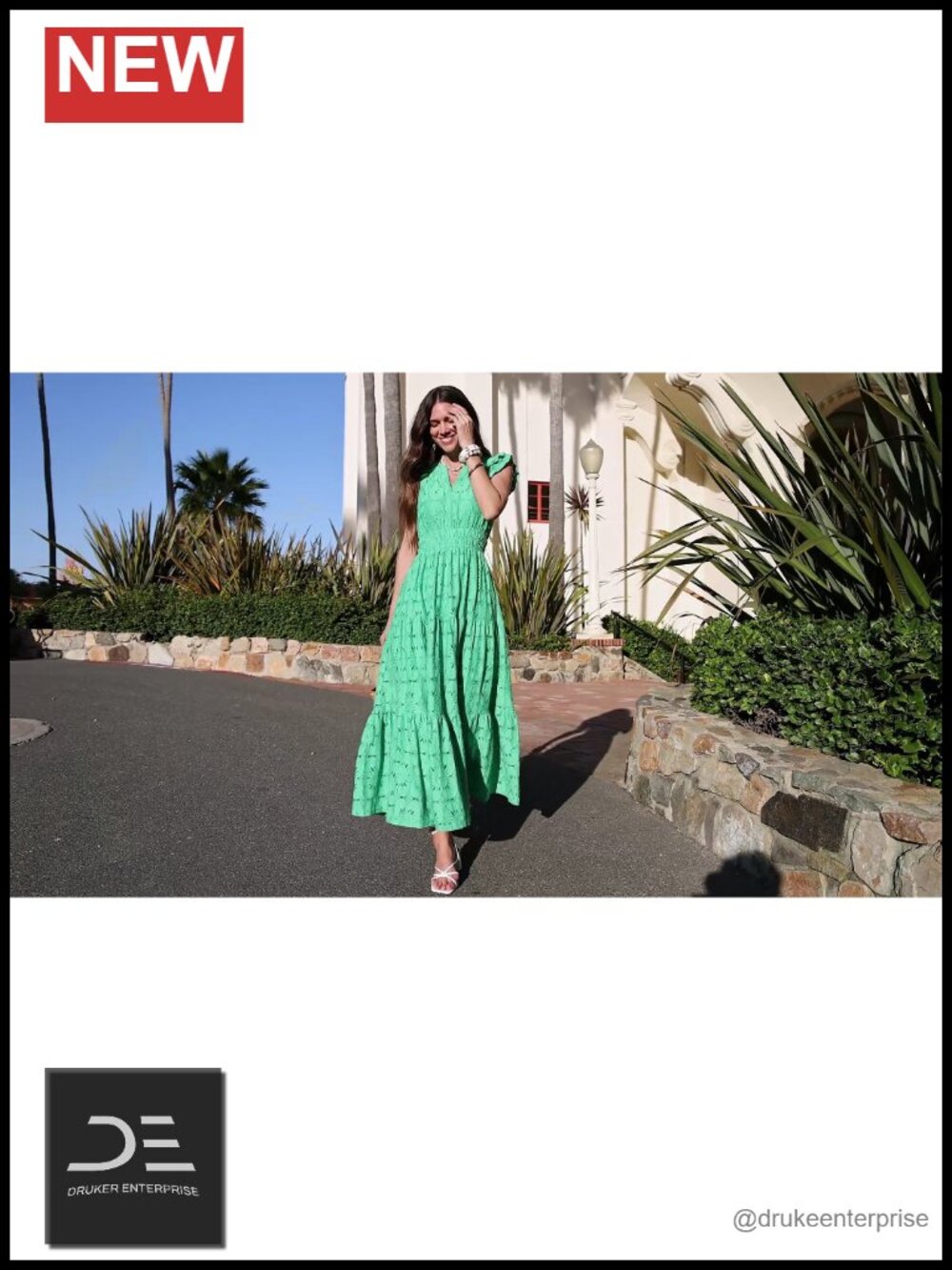 Boho Maxi Dress with Floral Lace Eyelet V Neck Wedding Guest Beach Vacation - Picture 6 of 6